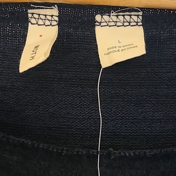 MOTH ANTHROPOLOGIE Navy Cross Back Sweater Dress Size L NWT - Picture 9 of 10